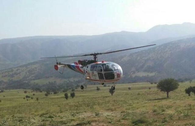 پرواز بالگرد اورژانس هوایی استان برای نجات جان بیمار چرامی + عکس