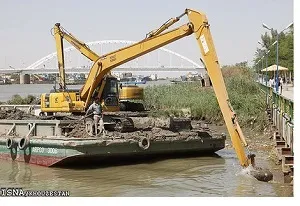 آخرین وضعیت لایروبی رودخانه کارون در مقطع اهواز